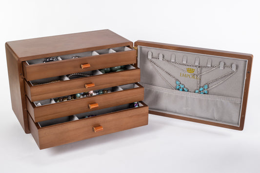 Mini cofre organizador de joyas con múltiples cajones Emporia
