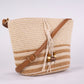 Bolso pequeño de paja con borla decorativa de cuentas de madera – 25 × 18 × 10 cm