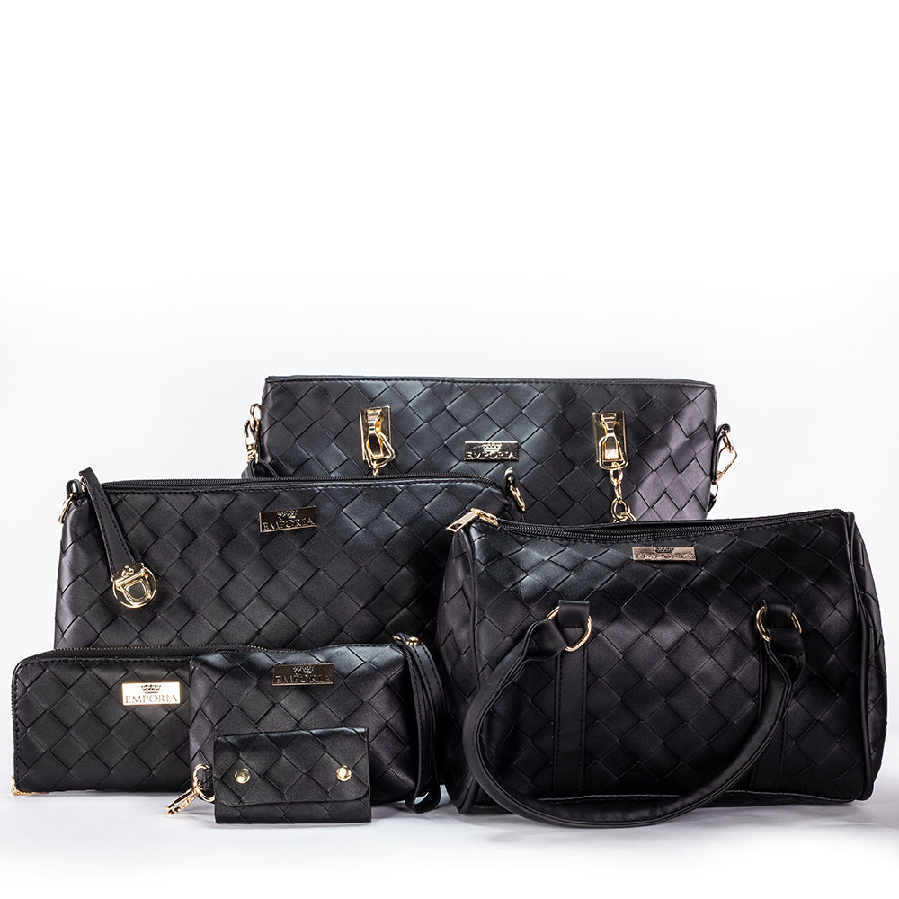 Colección Emporia de primavera 2025 - " Eclipse de ónix",Set de 6 bolsos; negro 11 