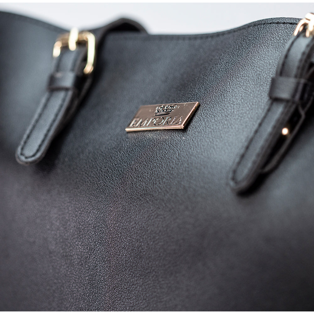 Colección Emporia de primavera 2025 - "Terciopelo oscuro", set de 3 bolsos; negro