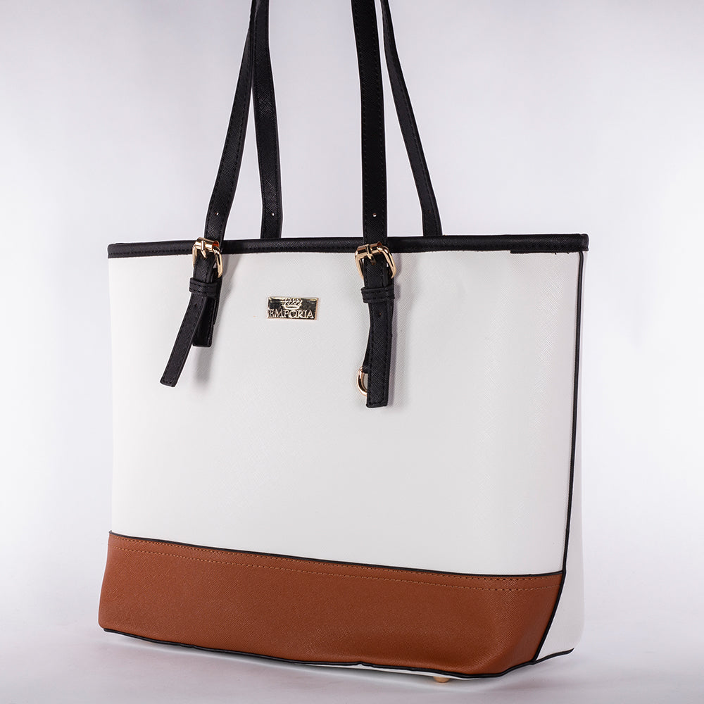 Colección Emporia de primavera 2025- " Luz de Luna moca", Set de 4 bolsos; blanco