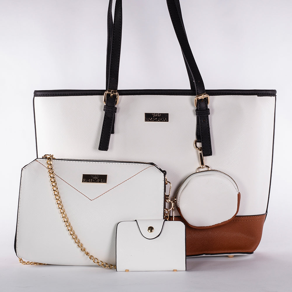 Colección Emporia de primavera 2025- " Luz de Luna moca", Set de 4 bolsos; blanco 5 