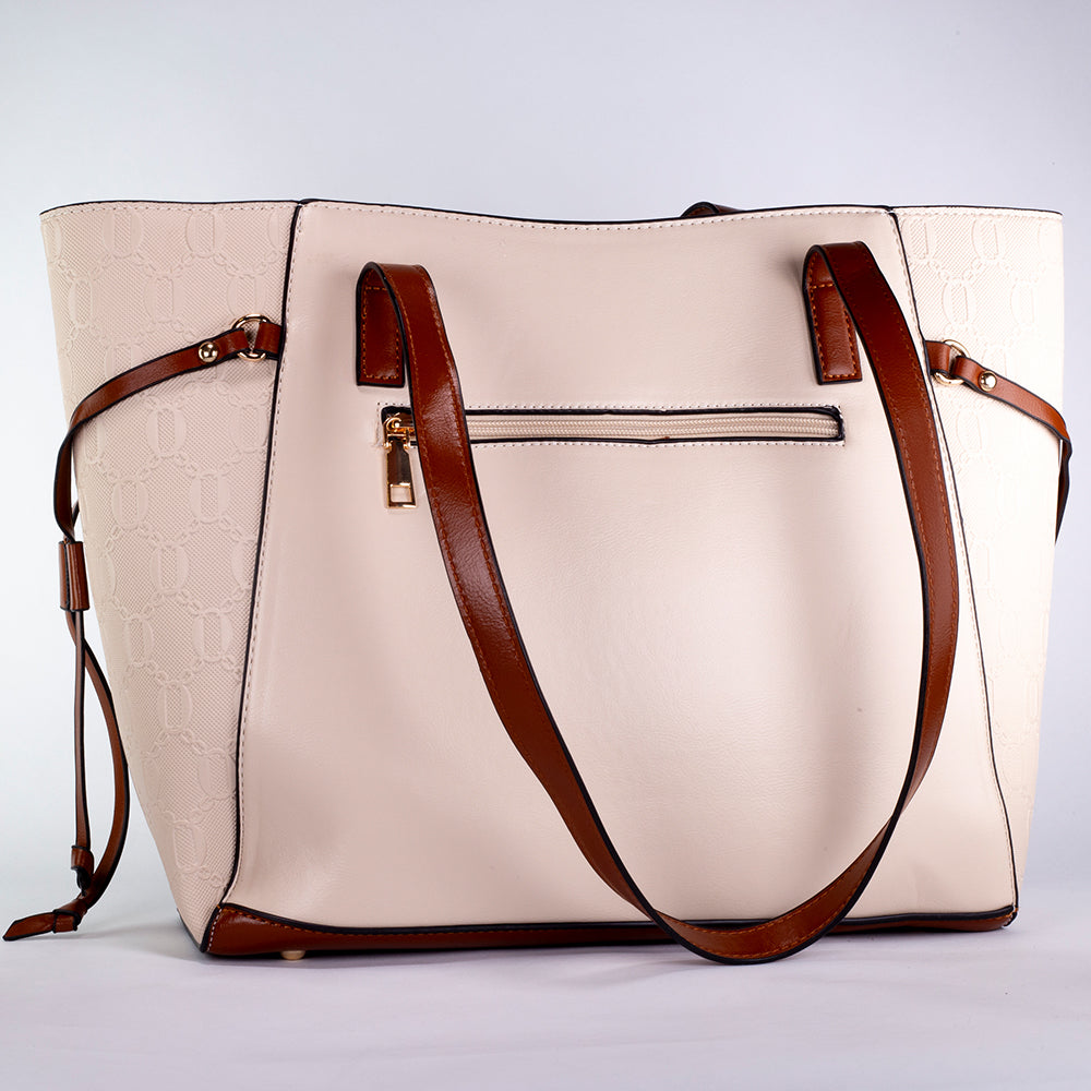 Colección Primavera 2026 de Emporia - "Toffee Lux", juego de 4 bolsos; piel sintética, marrón crema.
