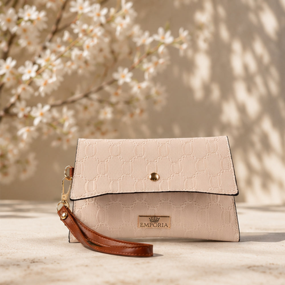 Colección Primavera 2026 de Emporia - "Toffee Lux", juego de 4 bolsos; piel sintética, marrón crema.