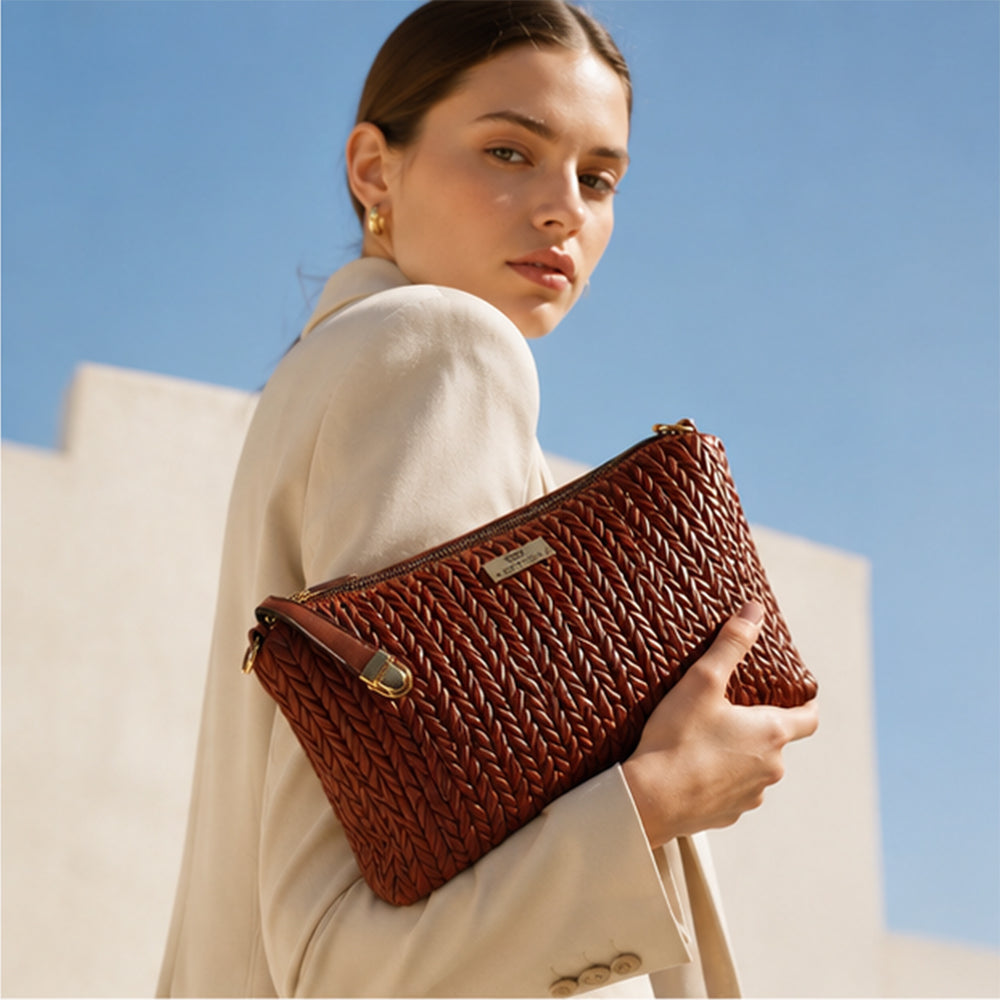 Colección Primavera 2026 de Emporia - "Choco Lux", juego de 6 bolsos; piel sintética, marrón.