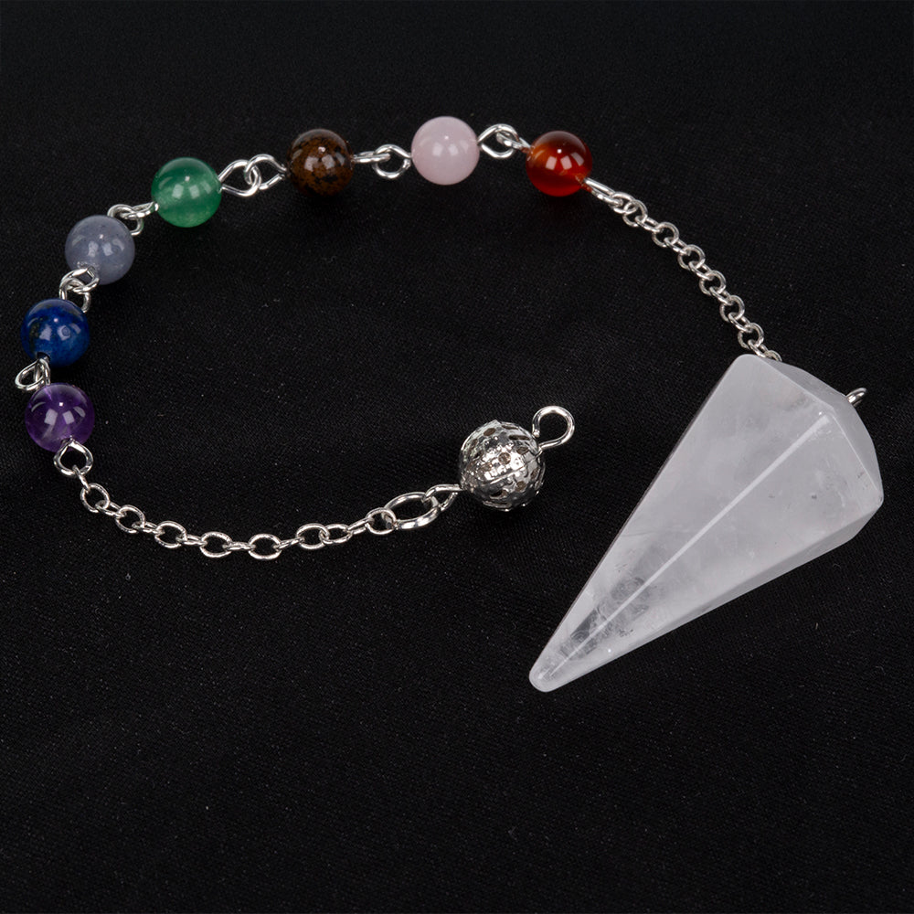 Péndulo con gemas con Cuarzo Claro y Amatista