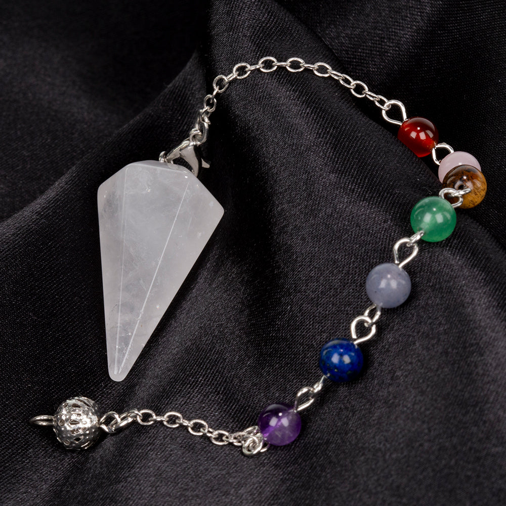 Péndulo con gemas con Cuarzo Claro y Amatista