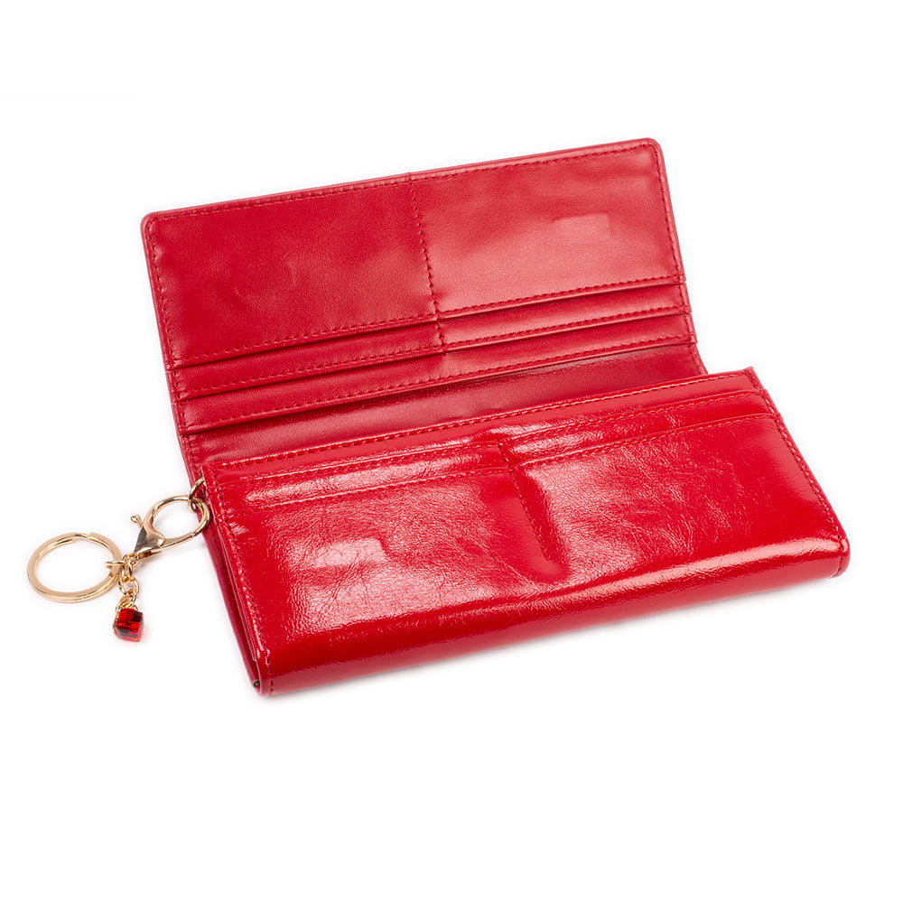 Cartera con protección de datos para mujer, con llave, color rojo 2 