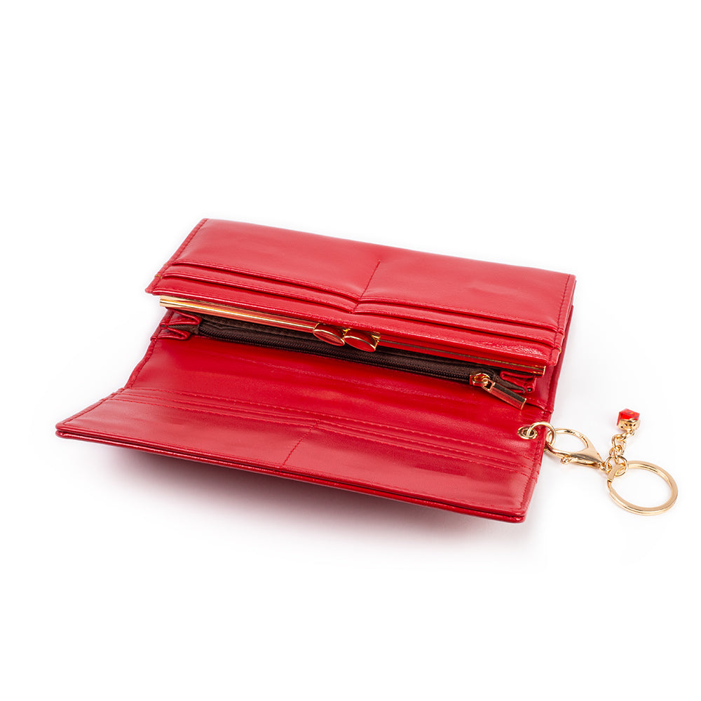 Cartera con protección de datos para mujer, con llave, color rojo 3 