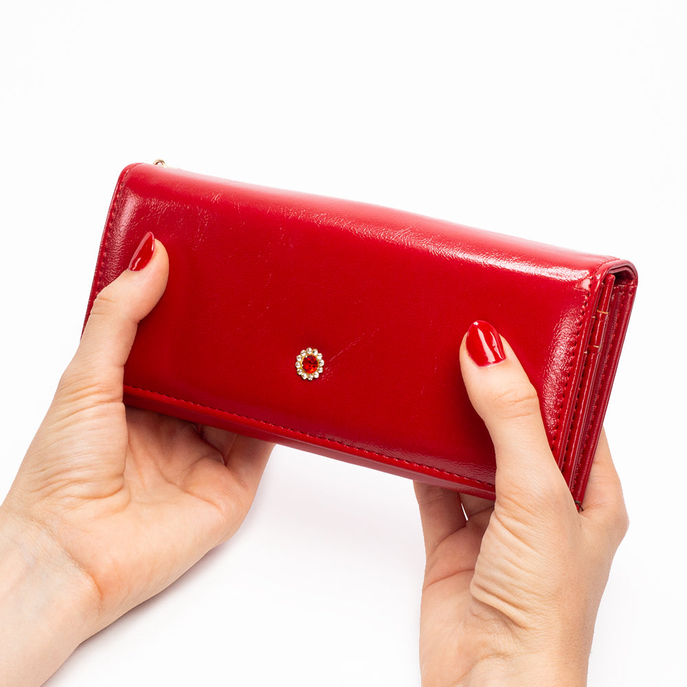 Cartera con protección de datos para mujer, con llave, color rojo 7 