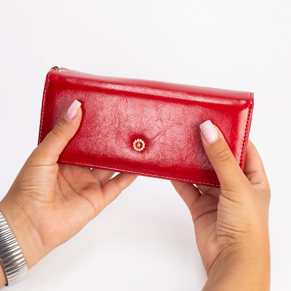 Cartera con protección de datos para mujer, con llave, color rojo 10 