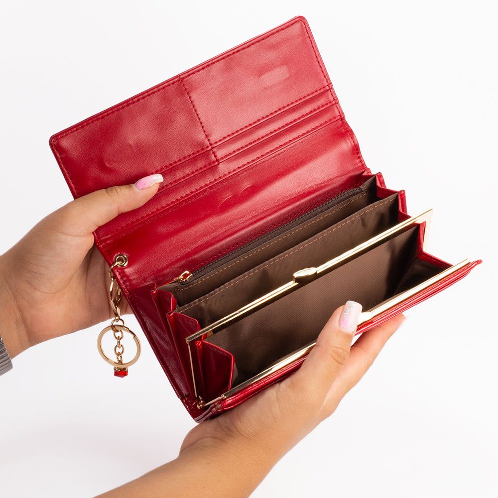 Cartera de privacidad con clave secreta de acceso para mujer. Color: negro y rojo 12 