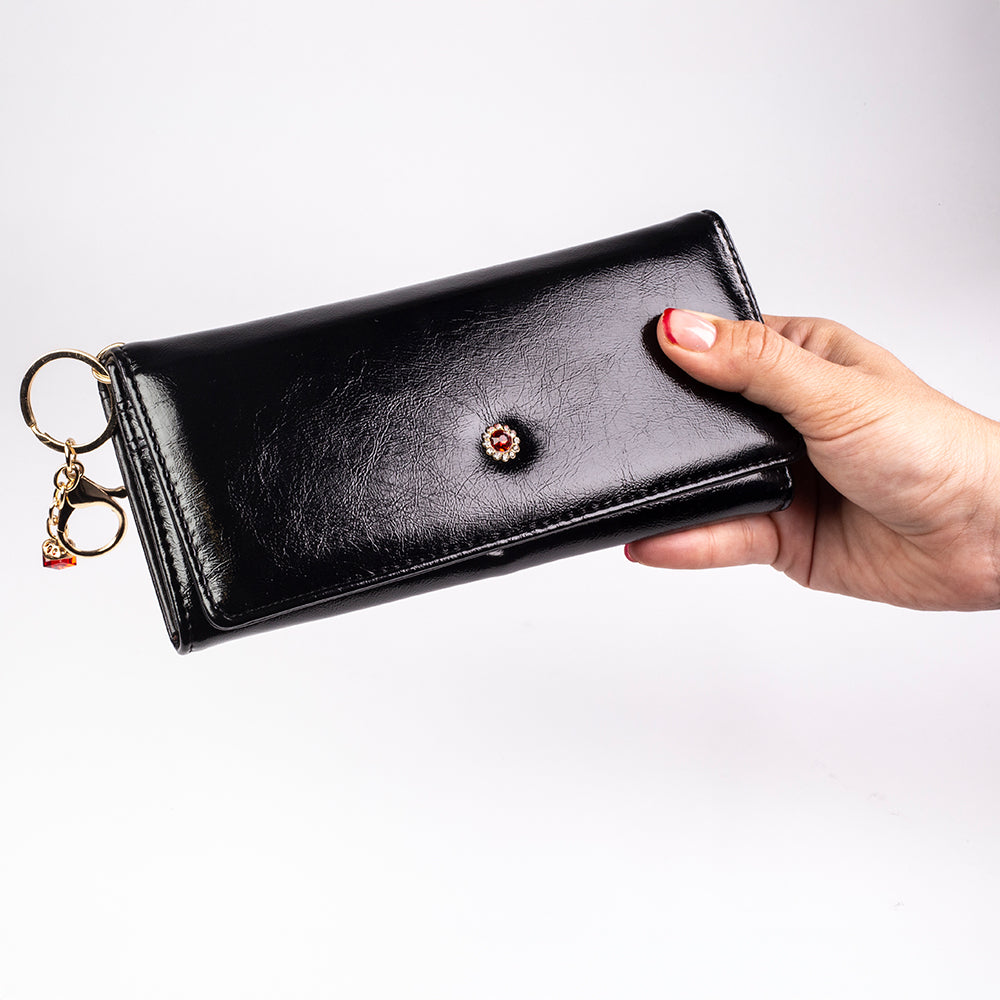 Cartera de privacidad con clave secreta de acceso para mujer. Color: negro y rojo 16 