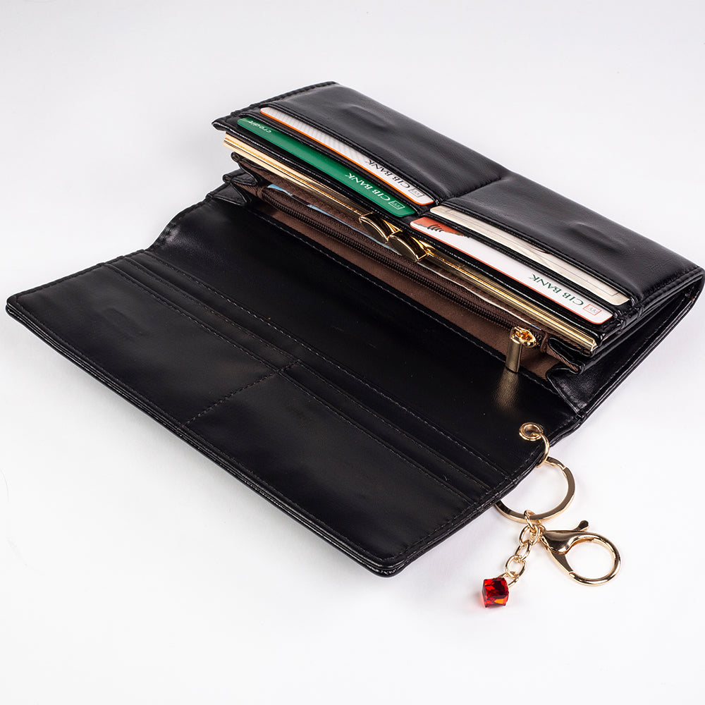 Cartera de privacidad con clave secreta de acceso para mujer. Color: negro y rojo 21 