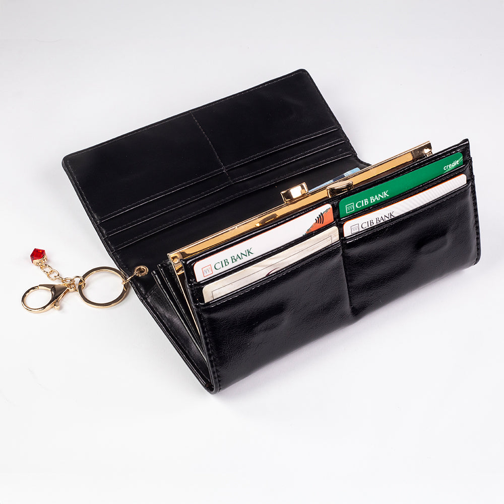 Cartera de privacidad con clave secreta de acceso para mujer. Color: negro y rojo 22 