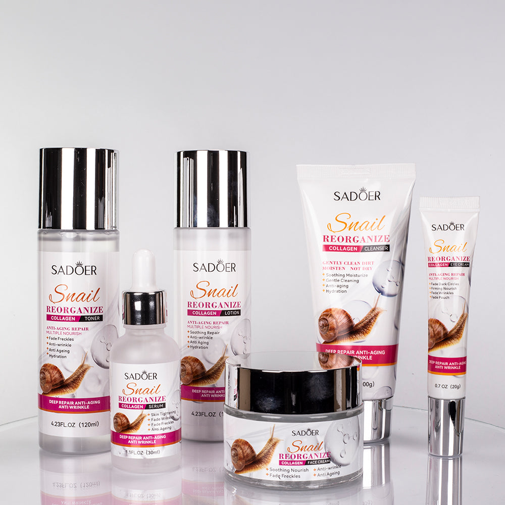 Set de cuidado facial de 6 piezas con colágeno y baba de caracol de SADOER 1 