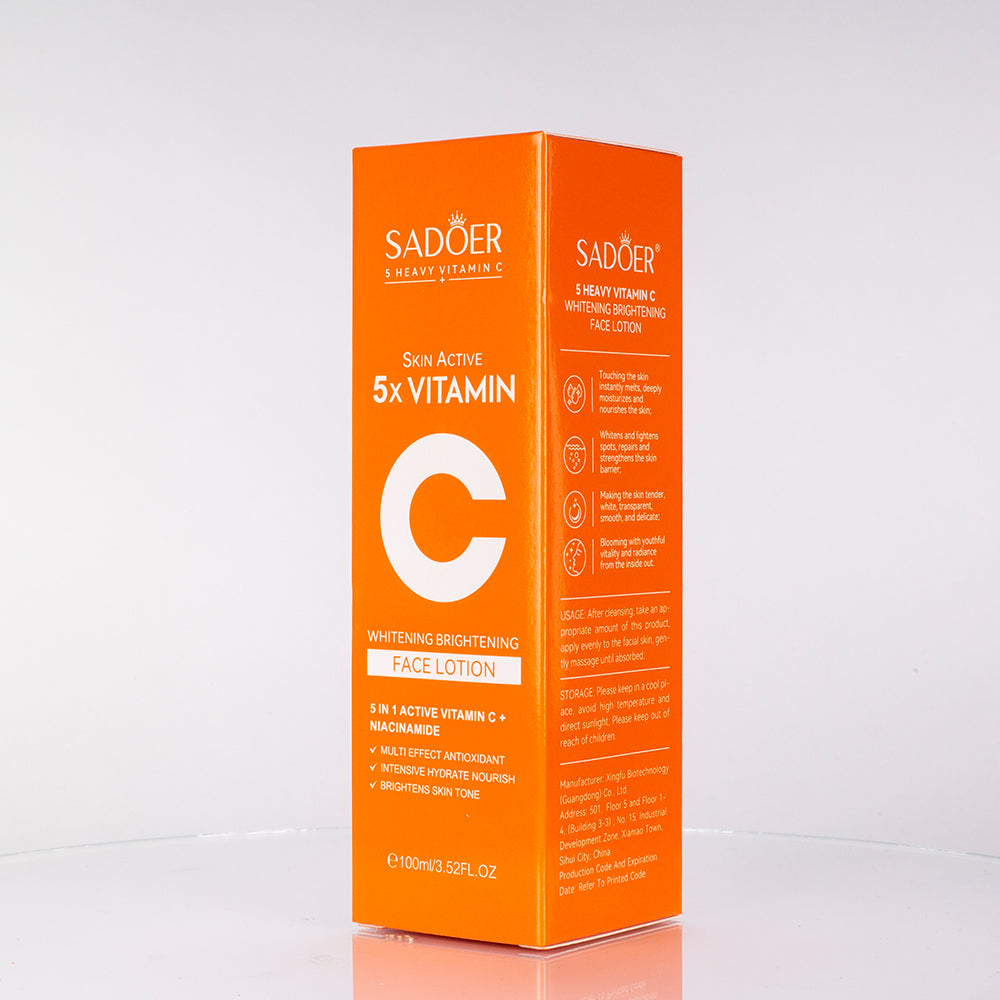 SADOER 5 tipos de leche facial reafirmante e hidratante enriquecida con vitamina C