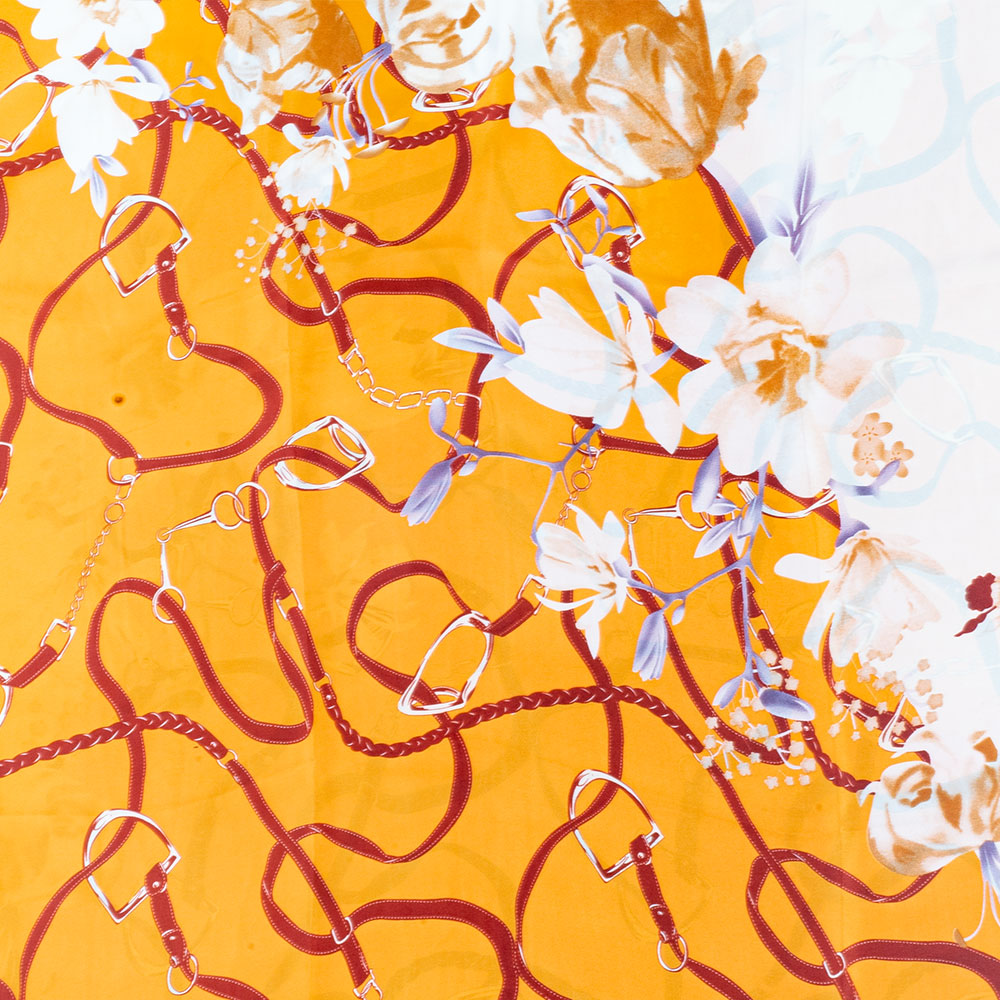 Bufanda abrazo floral, 85 x 180 cms, naranja, 100% seda vegana 3 