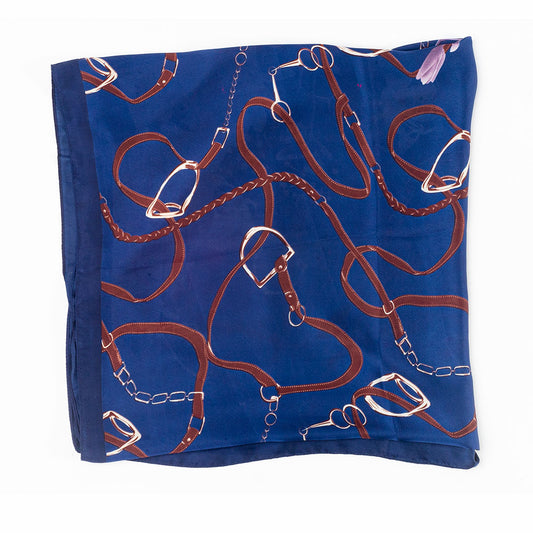 Bufanda abrazo floral, 85 x 180 cms, azul 100% seda vegana