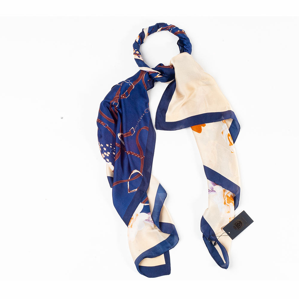 Bufanda abrazo floral, 85 x 180 cms, azul 100% seda vegana 4 