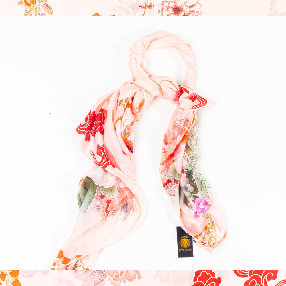 Bufanda legado haitang, 85 x 180 cms, rosa, 100% seda vegana