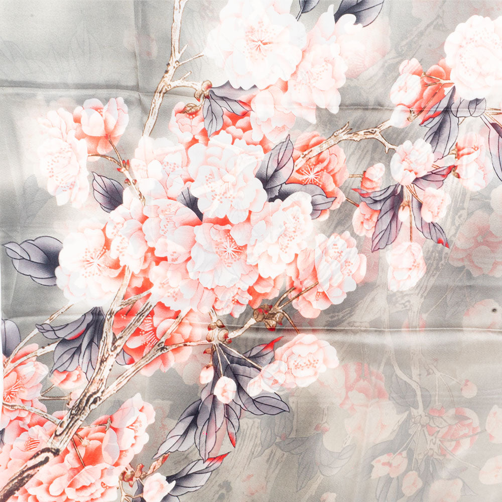 Bufanda velo floreciente, 85 x 180 cms, gris, 100% seda vegana 2 