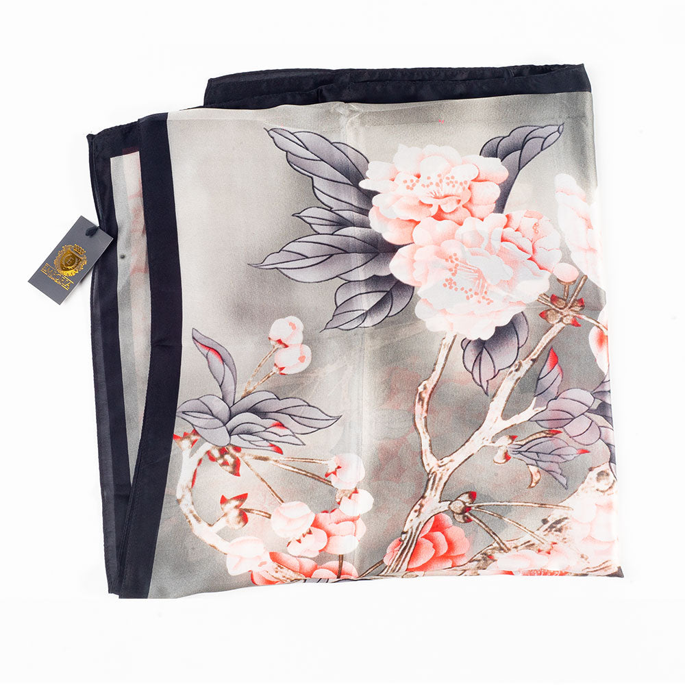 Bufanda velo floreciente, 85 x 180 cms, gris, 100% seda vegana 4 