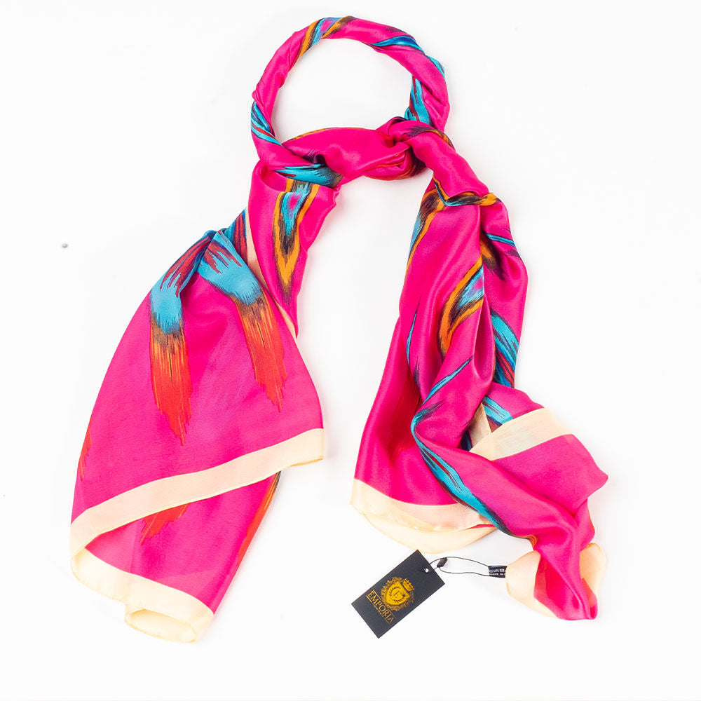 Bufanda prisma pavo real, 85 x 180 cms, rosa 100% seda vegana 3 
