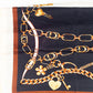 Bufanda cadenas regias, 85 x 180 cms, azul, 100% seda vegana