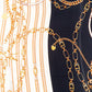 Bufanda cadenas regias, 85 x 180 cms, azul, 100% seda vegana