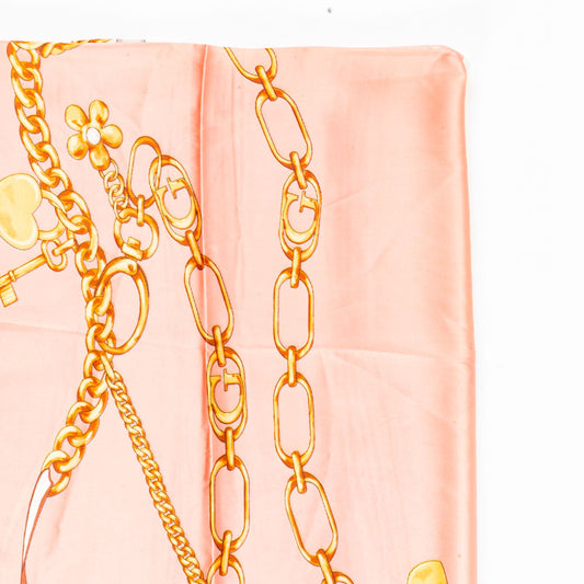 Bufanda cadenas regias, 85 x 180 cms, rosa, 100% seda vegana