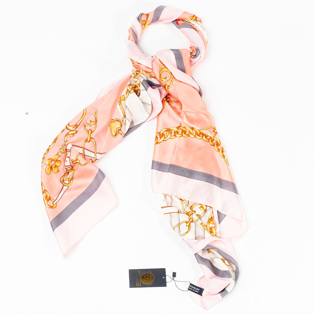 Bufanda cadenas regias, 85 x 180 cms, rosa, 100% seda vegana
