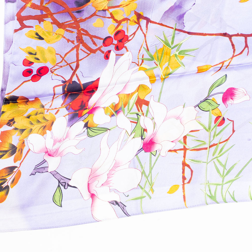 Bufanda Edén frondoso, 85 x 180 cms, lila, 100% seda vegana 3 