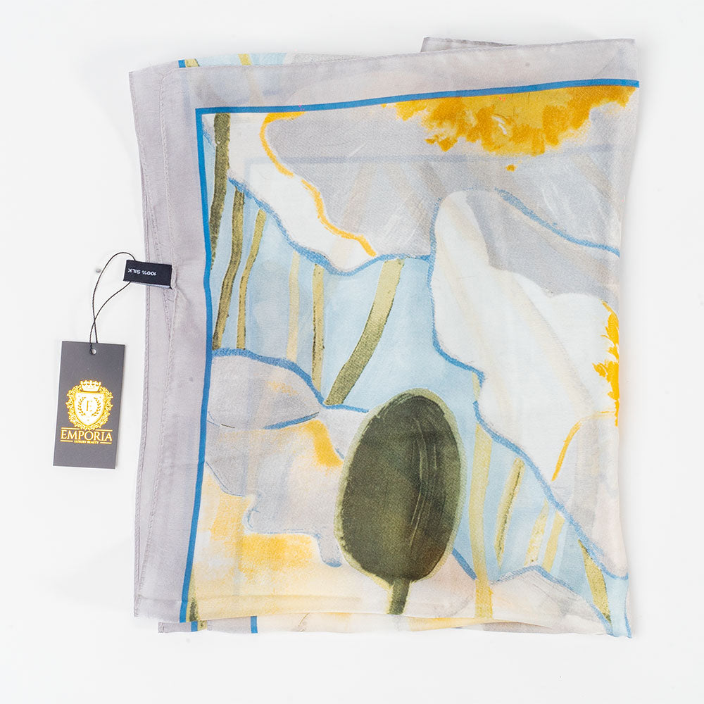 Bufanda jardín lúcido, 85 x 180 cms, azul claro,  100% seda vegana