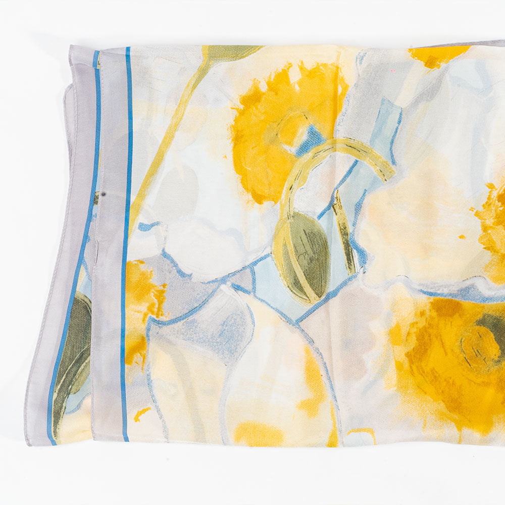 Bufanda jardín lúcido, 85 x 180 cms, azul claro,  100% seda vegana 3 