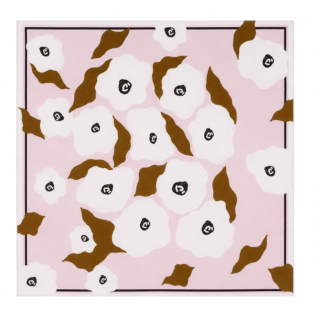 Pañuelo de seda «Rosewood Flowers», rosa palo, 90 x 90 cm 2 