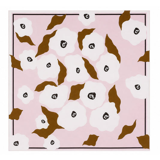 Pañuelo de seda «Rosewood Flowers», rosa palo, 90 x 90 cm
