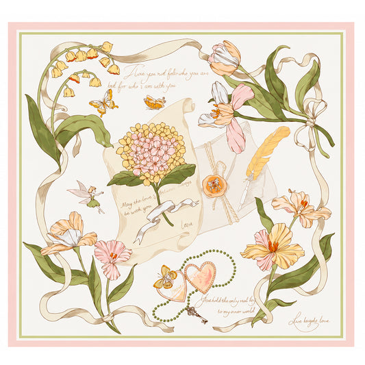 Pañuelo de seda «Garden Whisper», verde salvia, 90 x 90 cm