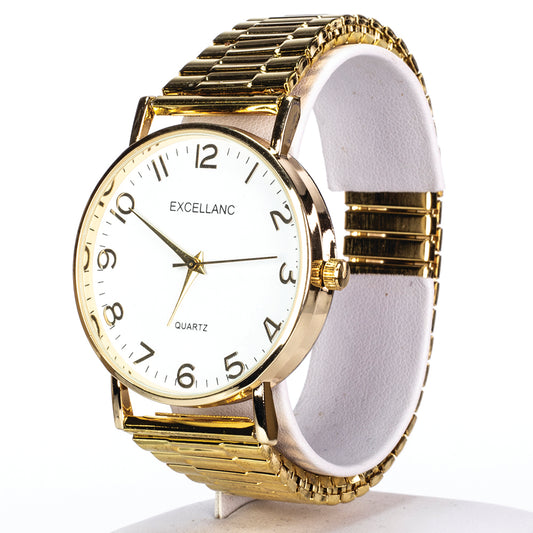 Reloj de Aleación Bañado en Oro con Cristal Emporia® Blanco