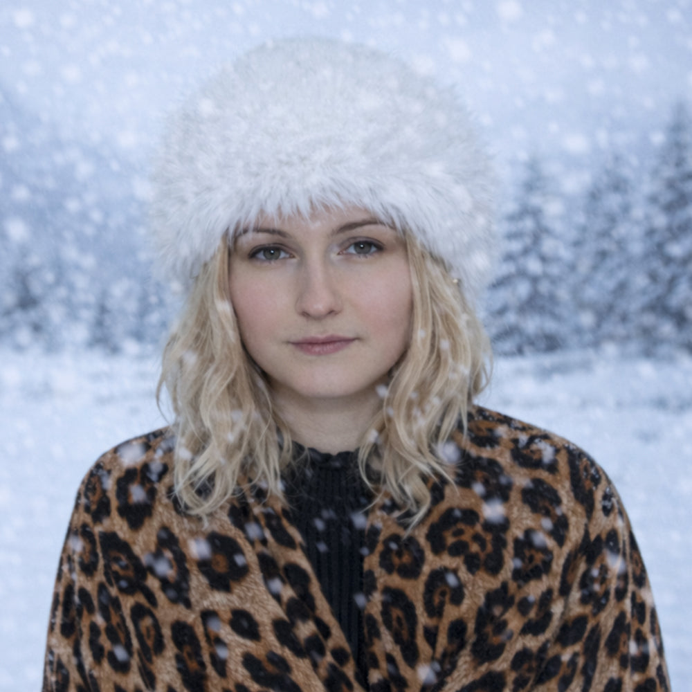 Gorro de invierno de piel sintética beige – talla única 1 