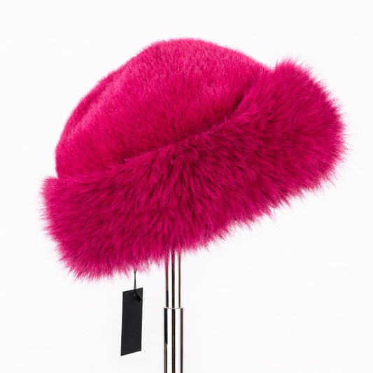 Gorro de invierno de piel sintética rosa – talla única