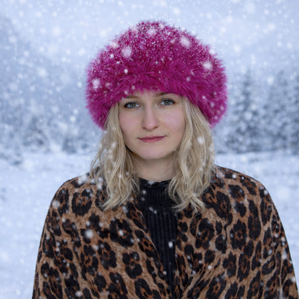Gorro de invierno de piel sintética rosa – talla única 1 