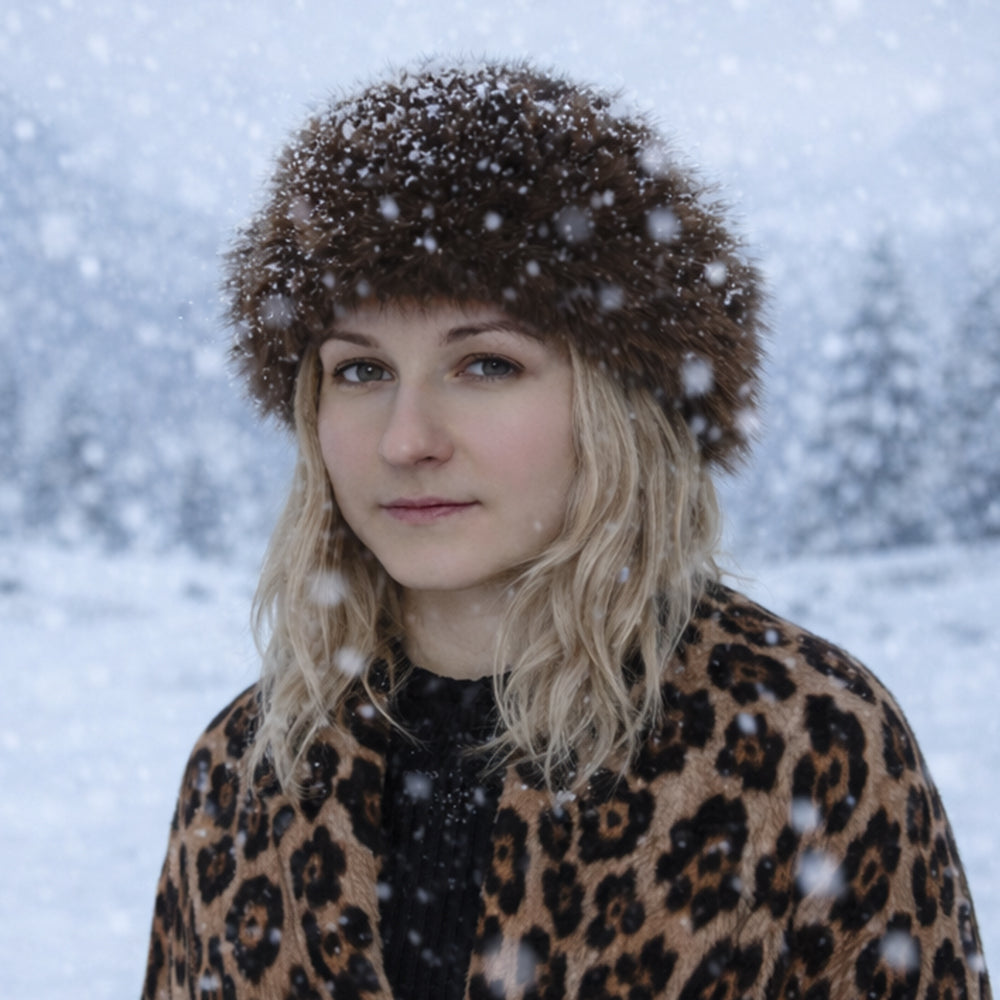 Gorro de invierno de piel sintética marrón – talla única