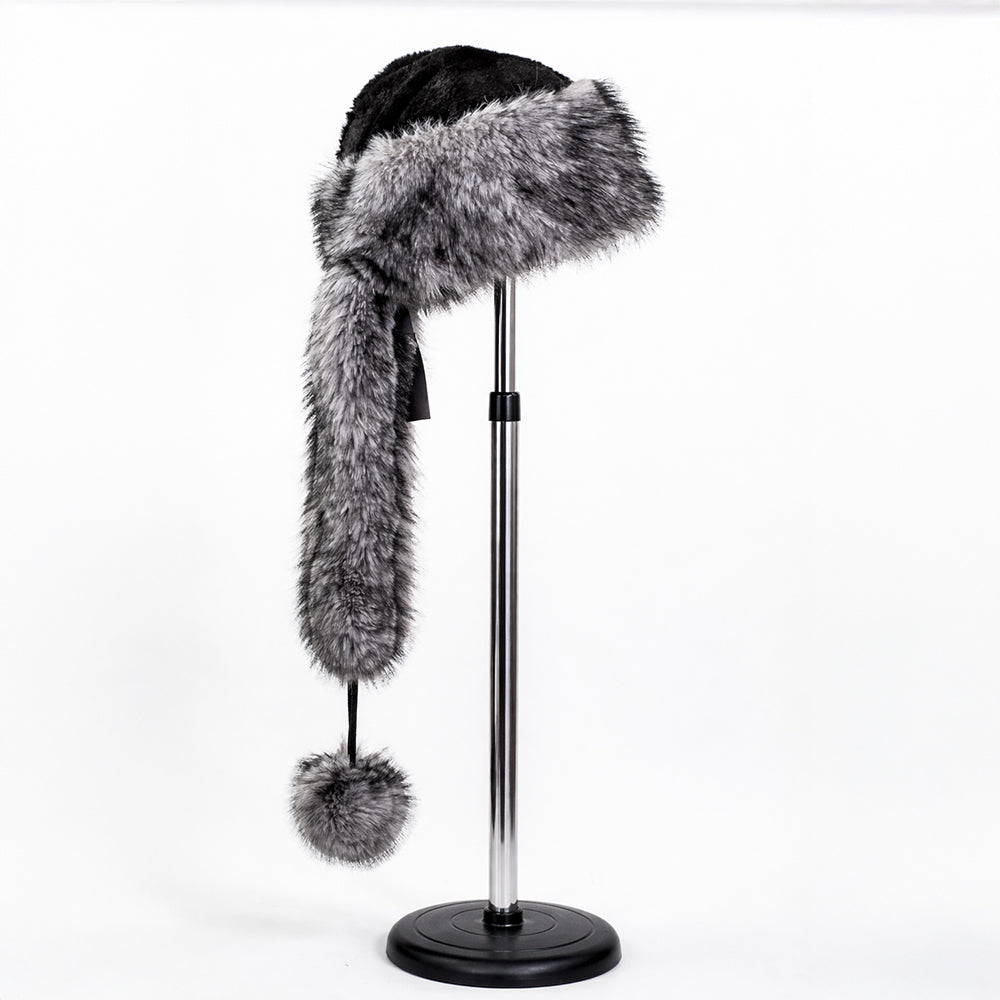 Gorro de invierno de piel sintética plateado con bufanda – talla única 4 