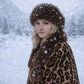 Gorro de invierno de piel sintética marrón con bufanda – talla única