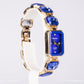 Reloj de Aleación Bañado en Oro con Cristal Emporia® Azul