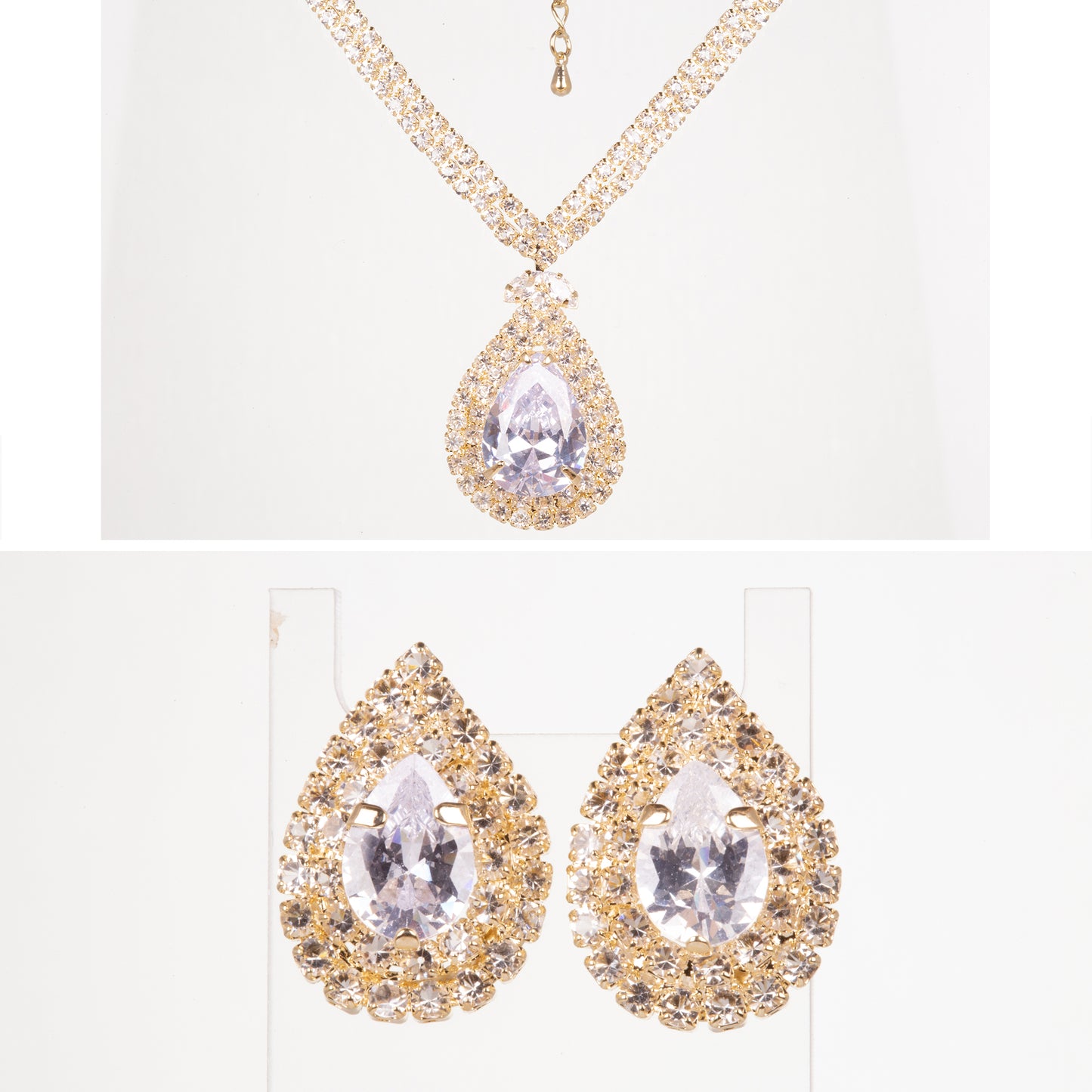 Conjunto de Aleación Bañado en Oro con Cristal Emporia® Blanco