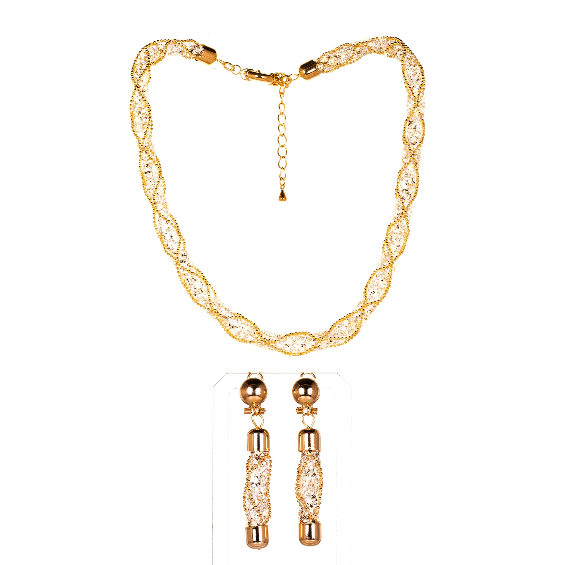 Conjunto de Aleación Bañado en Oro con Cristal Emporia® Blanco 1 