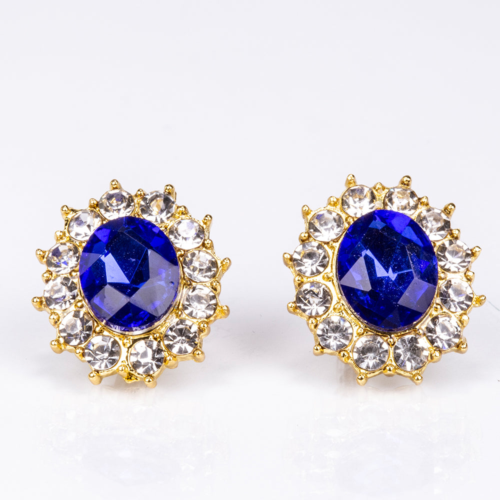 Conjunto de Aleación Bañado en Oro con Cristal Emporia® Azul y Cristal Emporia® Blanco ( Collar +Pendientes ) 3 