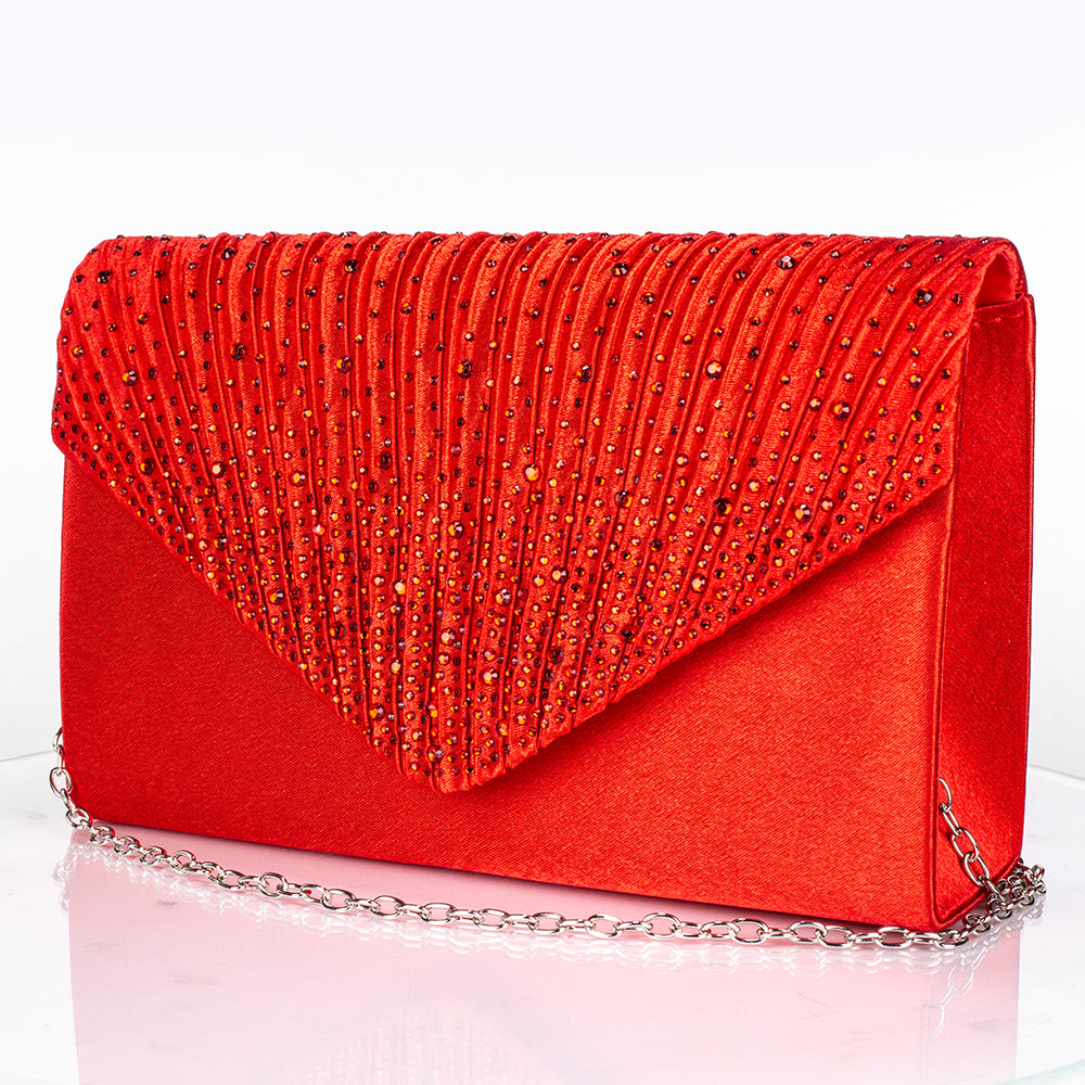 Bolso de Aleación Bañado en Oro con Cristal Emporia® Rojo y Cristal Emporia® Blanco ( Collar +Pendientes +Pulsera +Anillo )